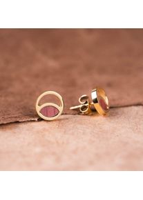 Holzkern Earrings Women Gold and Amaranth