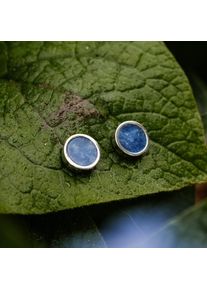 Minimalistic Stud Earring with Genuine Blue Marble Ornament