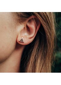 Triangle Stud Earrings with Fine Walnut Wood & 24k Gold Plating