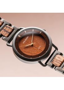 Holzkern; Orologio di legno Lauri (zebrano/foglia), Uomo, Legno naturale