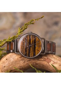 Holzkern; Wood Watch Alfama (Walnut/Tiger&rsquo;s Eye), Women, Natural wood