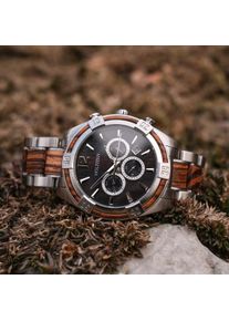 Holzkern; Wood Watch Mols (Zebrawood/Leadwood), Men, Natural wood