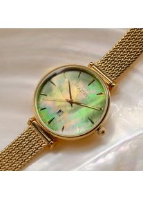 Holzkern; Wood Watch Sunnyside (Nacre/Gold), Women, Natural wood