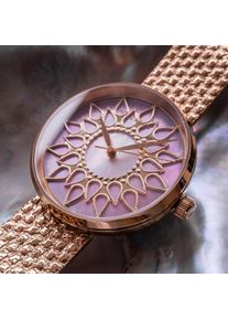 Holzkern; Orologio di legno Suncatcher (madreperla/oro rosa), Donna, Legno naturale