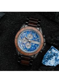 Holzkern; Orologio di legno Lionel (Noce/Lapislazzuli), Uomo, Legno naturale