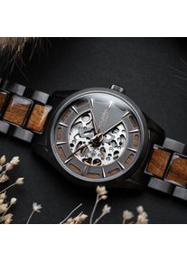 Holzkern; Tr&aelig; ur Tenoumer (Koa/m&oslash;rkegr&aring;), Herre, Naturligt tr&aelig;, Automatik