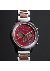 Unique Men&rsquo;s Watch Crist&oacute;bal, Chronograph with Red Dial & Silver Stainless Steel