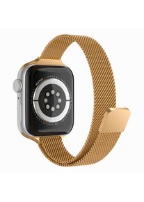 Techsuit - Watchband (W034) - Apple Watch 1/2/3/4/5/6/7/8/9/10/SE/SE 2 (38/40/41/42mm) - Luxury Gold (Edelstahl), Uhrenarmband, Gold
