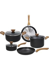 Tognana Porzellan Rock in Wood Kochgeschirr Set 8tlg., Pfanne + Kochtopf, Schwarz