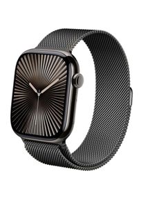 Crong Milano Steel - Edelstahlarmband f&uuml;r Apple Watch 42/44/45/49 mm (Graphit) (Edelstahl), Uhrenarmband, Grau