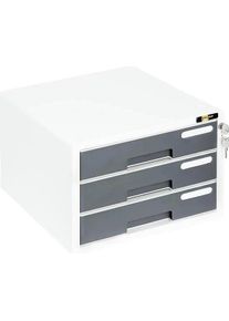 Grandhall, Aktenschrank, Aktenschrank mit 3 Schubladen, grau GELB