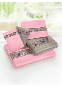 unisex Handdoekenset in roze ,maat 0, WITT, 100% Katoen