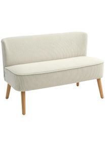 HOMCOM 2-seater sofa, soft padding, easy-care cover, up to 150 kg load capacity, 117 x 56,5 x 77 cm, Cream white | Aosom Ireland