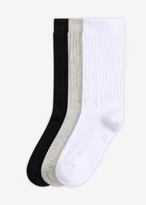 Lot de 3 paires de chaussettes de sport - noir - taille 35-38 - Tissu &eacute;ponge - bonprix