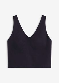 Top de sport avec soutien-gorge int&eacute;gr&eacute; maintien mod&eacute;r&eacute; et toucher coton - noir - taille 3 (M) - bonprix