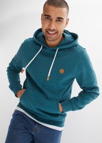 Sweat &agrave; capuche - p&eacute;trole - taille 64/66 (3XL) avec coton - bonprix
