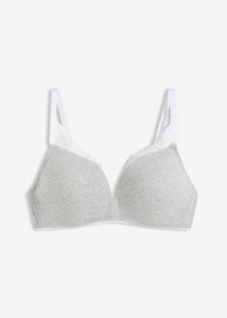 Soutien-gorge &agrave; coques sans armatures en coton et dentelle - gris - taille 95A avec coton - bonprix