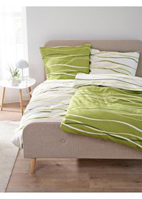 Parure de lit r&eacute;versible en linon - vert - taille 135x200 cm - 100% coton - bonprix