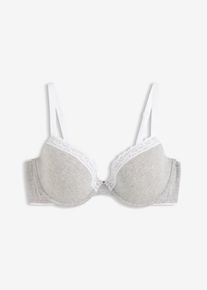 Soutien-gorge coton &agrave; coques armatures et dentelle - gris - taille 95B avec coton - bonprix