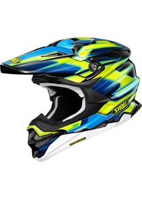 Shoei VFX-WR Sparkle, motocross helmet , color: Black/Neon-Yellow/Blue , size: L
