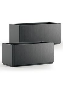 Casaria Bloempot Ethica Set van 2 Antraciet plastic 80x36x36cm