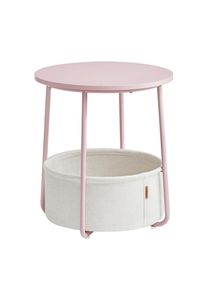 Boxxx Beistelltisch, Rosa, Wei&szlig;, Holz, Metall, Textil, Recyclingholz, rund, Rundrohr, 45x51x45 cm, Stauraum, offenes Fach, Wohnzimmer, Wohnzimmertische, Beistelltische, Beistelltische Metall