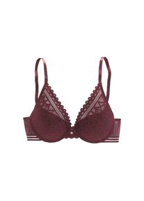 s.Oliver, Push-up-BH &raquo;Milene&laquo; im edlen High-Apex Look mit graphischer Jacquardspitze, sexy Dessous, cassis, Cup A, 75 - Cup A, Push-up-BH