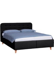 Tom Tailor HOME, Polsterbett &raquo;NORDIC STORAGE&laquo; Stauraumbett mit Knopfheftung im Kopfteil, F&uuml;&szlig;e Buche natur, anthracite TBO 9, Liegefl&auml;che L&auml;nge Breite: