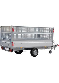 Stema, PKW-Anh&auml;nger &raquo;BASIC SH 1300-25-13&laquo; inkl. Gitteraufsatz und Flachplane, silberfarben, Inkl. Flachplane in grau und Befestigungsmaterial
