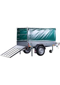 Stema, PKW-Anh&auml;nger &raquo;Green-Keeper&laquo; inkl. Plane, grau, Hochplane, 3-seitig (1x vorn, 2x seitlich), oben offen