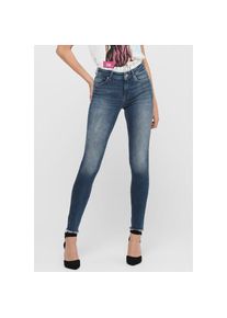 Only, Damen, Ankle-Jeans &raquo;ONLBLUSH MID SK ANK RW REA422 NOOS&laquo; mit Fransensaum, graublau, L&auml;nge 30, XS (34) - L&auml;nge 30, graublau, Skinny Fit Ankle-