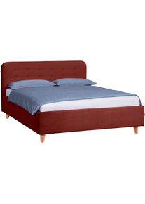 Tom Tailor HOME, Polsterbett &raquo;NORDIC STORAGE&laquo; Stauraumbett mit Knopfheftung im Kopfteil, F&uuml;&szlig;e Buche natur, copper TSV 22, Liegefl&auml;che L&auml;nge Breite: 