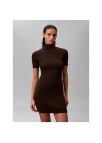 Calvin Klein Jeans, Damen, Minikleid Ohne Tasche Figurbetonte Passform mit Stehkragen, Mocha Brown, N-Gr, M (40) -N-Gr, Mocha Brown, Kleid von Calvin 
