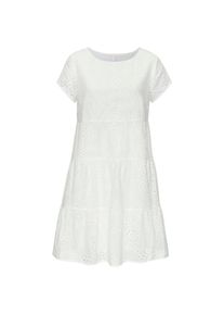 Buffalo, Damen, Spitzenkleid kurzes Sommerkleid aus Lochstickerei, Eyelet, wei&szlig;, N-Gr, 38 -N-Gr, wei&szlig;, Sommerkleid mit hohem Rundhalsausschnitt