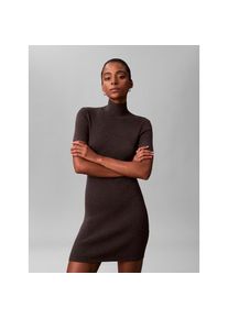 Calvin Klein Jeans, Damen, Minikleid Ohne Tasche Figurbetonte Passform mit Stehkragen, Coal, N-Gr, L (42) -N-Gr, Coal, Kleid von Calvin Klein Jeans 