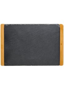 Homeware Profession. Servierplatte , Schwarz , Holz, Stein , Bambus , rechteckig , 30x1.50x45 cm , Geschirr, Tischkultur & Serviergeschirr, Servierplatten