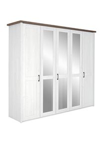 CARRYHOME Dreht&uuml;renschrank , Wei&szlig;, Tr&uuml;ffeleichefarben , Metall , 6 F&auml;cher , 241x212x62 cm , Beim&ouml;bel erh&auml;ltlich , Schlafzimmer, Komplette Schlafzimmer und Serien, Schlafzimmerserien