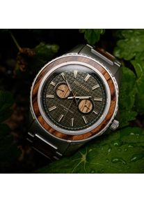 Holzkern; Wood Watch Rawaki (Zebrawood/Silver), Men, Natural wood