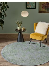 benuta Nest Vaskbart teppe Miray Gr&aring;/gr&oslash;nn &oslash; 160 cm rund Vintage