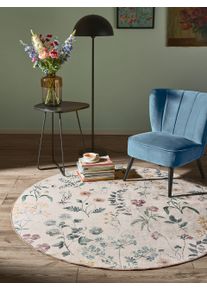 benuta Nest Vaskbart teppe Milly Flerfarget &oslash; 160 cm rund Botaniske planter og blomster