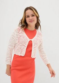 bonprix Bolero cu broderie și m&acirc;neci 3/4, alb, 164/170