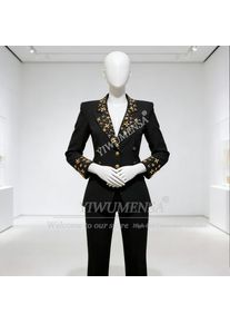 Luxury Jewelry Stones Ornament Suits Women Single Breasted Prom Blazer Lady Business Banquet Tuxedos Customized Female Outfit