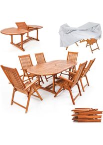 Casaria Tuinset Vanamo 7-delig Eucalyptushout FSC -gecertificeerd Dekzeil