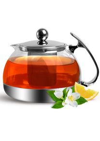 Deuba Tetera vidrio/acero inoxidable incl colador 1,2L