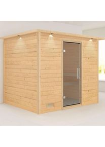Karibu Sauna Sonara, sans po&ecirc;le, avec costi&egrave;re de toiture,graphit,Porte tout verre
