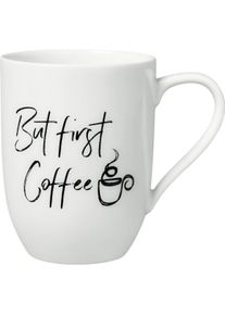 Villeroy & Boch Villeroy & Boch Becher mit Henkel But first Coffee Statement, Tasse, Weiss