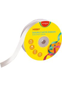 Keyroad, Geschenkverpackung, Band, doppelt, Satin, 25mm x 22,86m, auf Spule, weiss (1x)