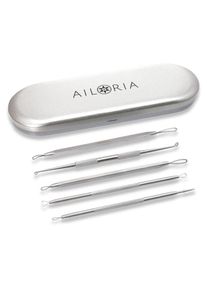 AILORIA, Damen, Mitesserentferner &raquo;Mitesserentferner-Set PURE&laquo;, silber, silber, F&uuml;nf verschiedene Werkzeuge in verschiedenen Gr&ouml;&szlig;en
