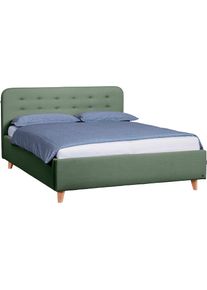 Tom Tailor HOME, Polsterbett &raquo;NORDIC BED&laquo; mit Knopfheftung im Kopfteil, F&uuml;&szlig;e Buche natur, pistacchio TUS 5, Vintage Webstoff TUS (60% Baumwolle, 40% 