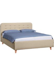 Tom Tailor HOME, Polsterbett &raquo;NORDIC BED&laquo; mit Knopfheftung im Kopfteil, F&uuml;&szlig;e Buche natur, ecru TUS 1, Vintage Webstoff TUS (60% Baumwolle, 40% Leinen)